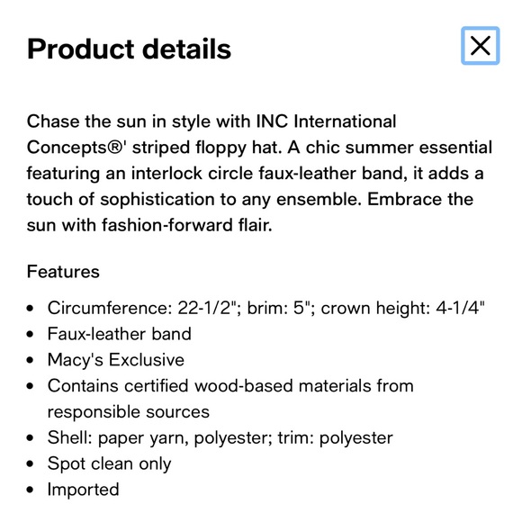 INC Elegant Striped Wide-Brim Hat - Picture 11 of 11